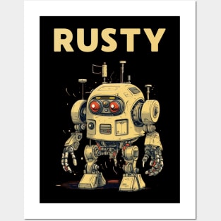 Futuristic Funny Robots Rusty Posters and Art